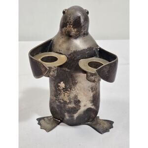 Restoration Hardware RH Silver Plate Brass Penguin Top Hat Set Of 3 Patina VTG